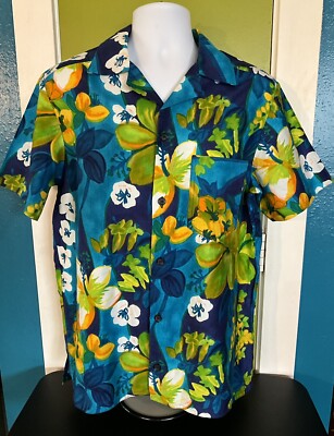 その他ブランド / 70s/hawaiian style/半袖シャツ/M/レーヨン/BLU Vintage 70s Homemade Hawaii Floral Hawaiian Shirt Size 44”chest