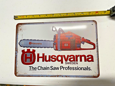 #ad Husqvarna Chain Saws Tin Sign Logo Chainsaws Metal Art Garage Sweden Lumberjack $15.95