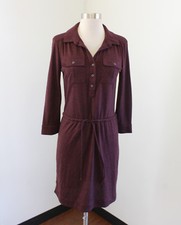 Ann Taylor Loft Maroon Black Heather Tie Waist Shirt Dress Size XS Casual