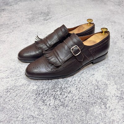 Doucal's Italy Dark Brown Leather Monk Shoes US9 UK8 EU42 27cm
