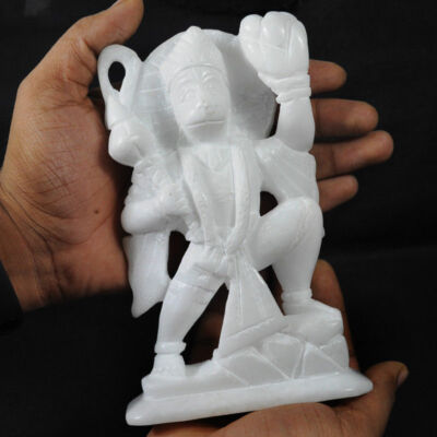 6 inches marble carved Sankat Mochan Maruti Nandan Hanuman Sculpture 