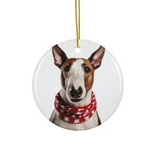 Hanging Ceramic Christmas Tree Ornament - Bull Terrier Design