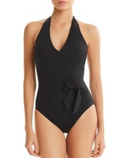  168 Profile by Gottex Black Bow Detail V Neck One Piece Swimsuit 10 yse1621