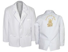 BIG SALE-- Baby Toddler Boy Christening Baptism White Tuxedo Gold Angel on Back