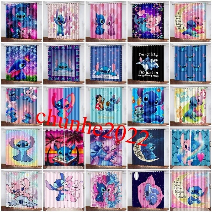 2025 UK Kids Lilo & Stitch Thick Blackout Curtains Thermal Ring Top Eyelet Gift