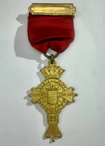 Antique Knights of Templar Masonic Pin Medal Ribbon Central City Syracuse NY