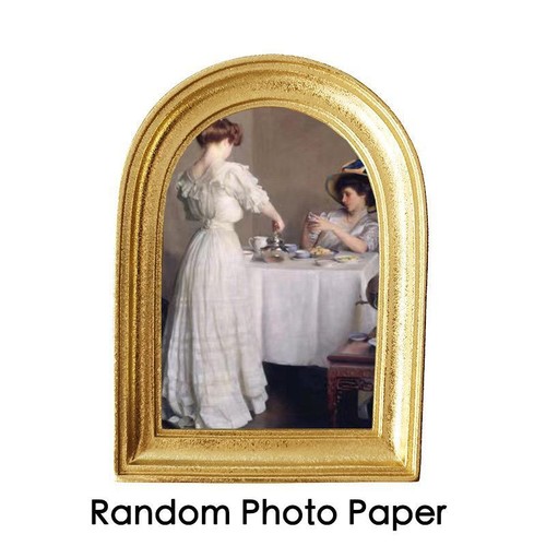 Picture Frame Resin 5 x 3 Engraved Arched Modern Gold Novelty Free Stand Decor - Picture 4 of 6
