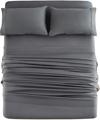 Mohap Bed Sheet Set 4 Piece Bedding Sheets & Pillowcases Set Brushed Microfiber 