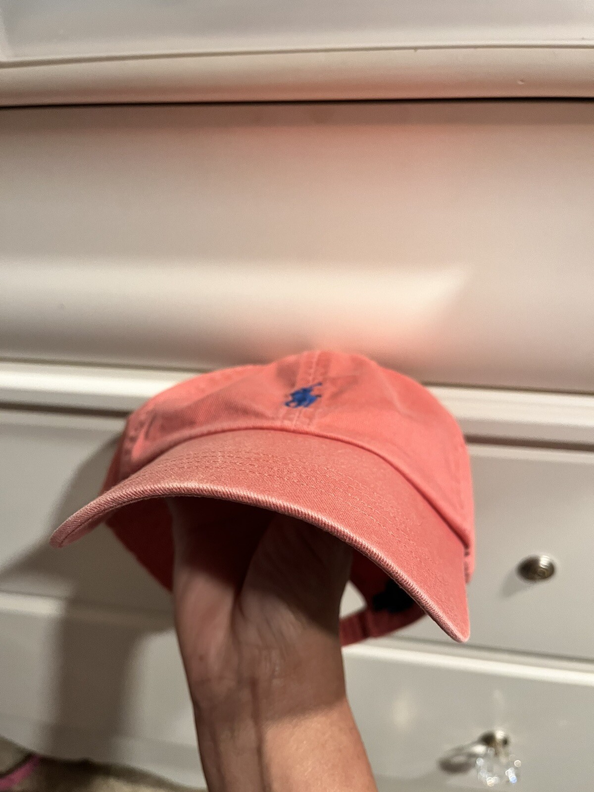 Polo Ralph Lauren Cappello Cappello Rosa Salmone Blu Pony Strapback Taglia Unica Unisex