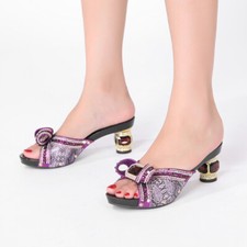 Blue Luxurious Rhinestones High Heels 7CM Sandals Red Lady Shoes Women Slippers