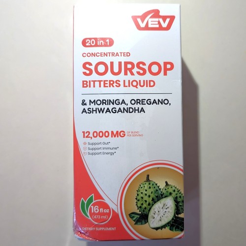 VEV Soursop Bitters Liquid Graviola Extract 16 Fl Oz 20 in 1 Exp 03/21/2027