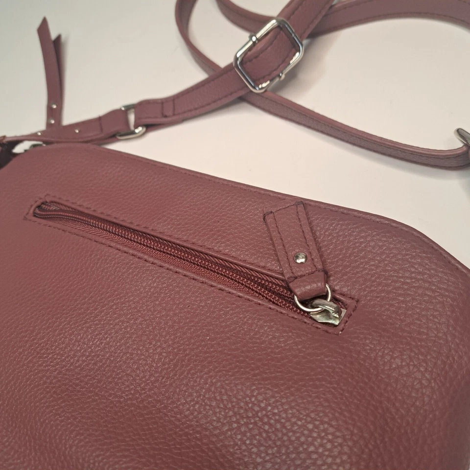 Bolsa tiracolo Rosetti 6 bolsos ameixa couro sintético com zíper/ímã/aberta - Imagem 3 de 4