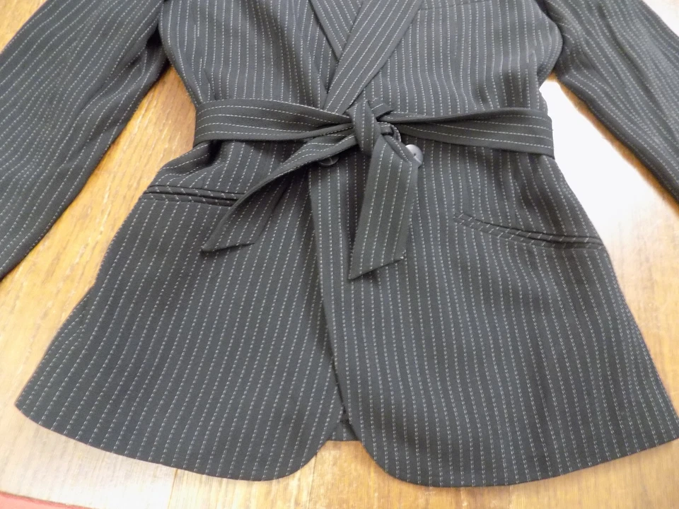 Liz Claiborne De Colección EE. UU. Negro Pantalón Traje Doble Pecho Corbata Blazer 4P Foto 4 de 4