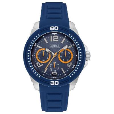 Guess Tread Men's Analog Blue Rubber Strap Multi Dial Quartz W0967G2 Watch