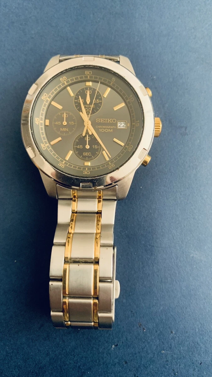 Seiko chronograph 100m hotsell silver and gold