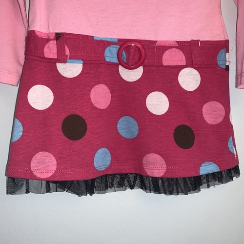 Buster Vestito Bambina Marrone Rosa Maniche Lunghe Pois Taglia 24 Mesi - Foto 3 di 8