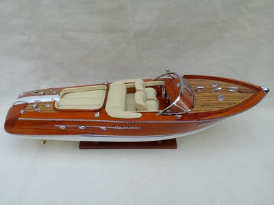 Quality Riva Aquarama 21'' (L50cm) Cream Seat Wood Model Boat Free Shipping