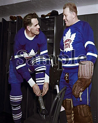 1949 Toronto Maple Leafs Sly Apps & Turk Broda in  Dressing Room 8 X 10 Photo 