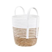 Korb Mit Henkel Flechtkorb Korb Aufbewahrungskorb Seegras Deko 27X30 Cm Weiß