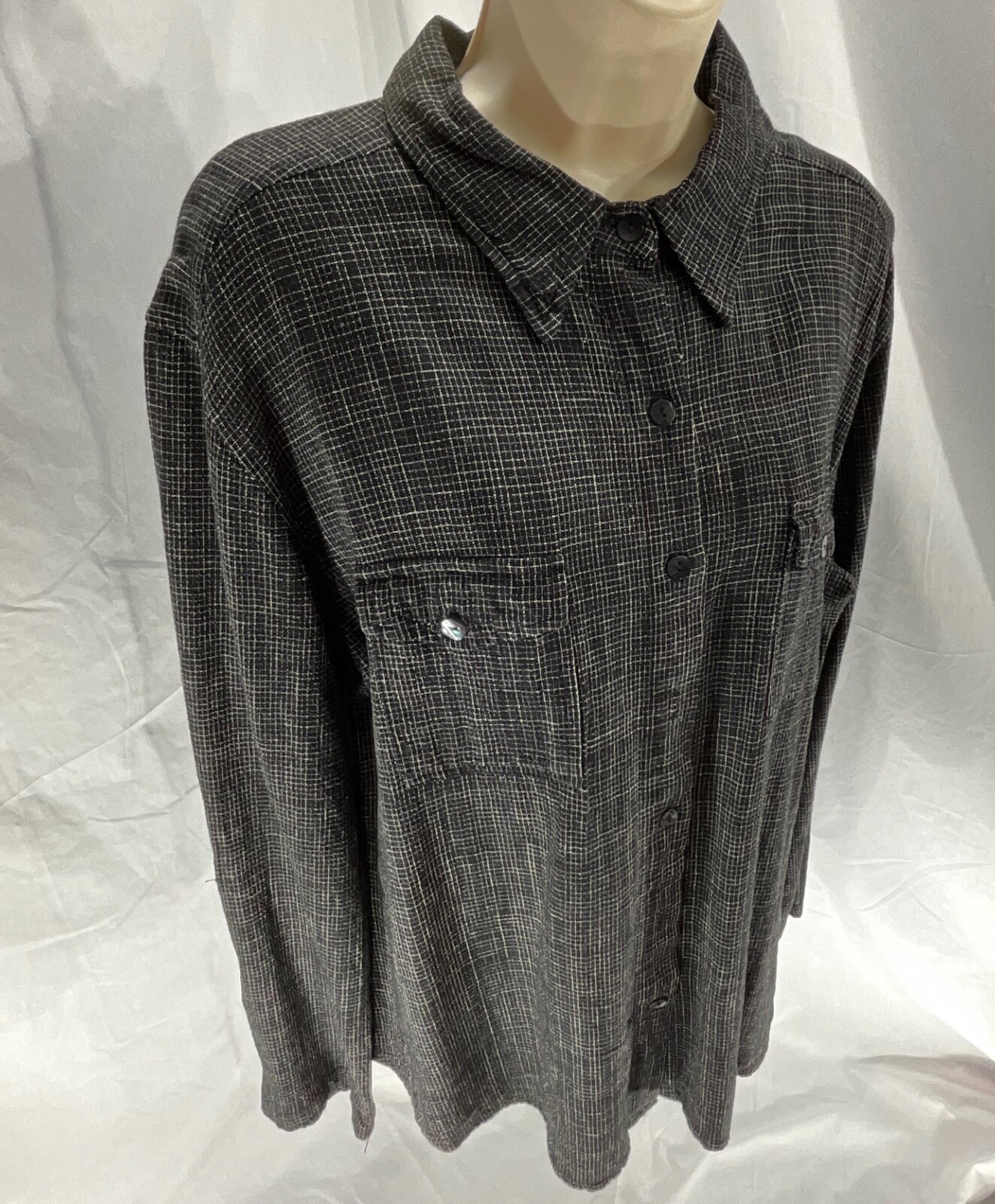 Chicos Design Button Down Collared Top Black Whit… - image 5