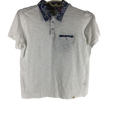 Free Planet Men's Shirts Polo L, Short Sleeve White Cotton Chest Pocket