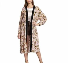 Sanctuary Clothing Womens One Size Pink Floral Open Front Kimono Cover Up NEW