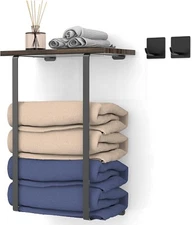 Towel Racks Wall Mounted for Bathroom Decor,Bathroom Rolled Towel Holder with Wo