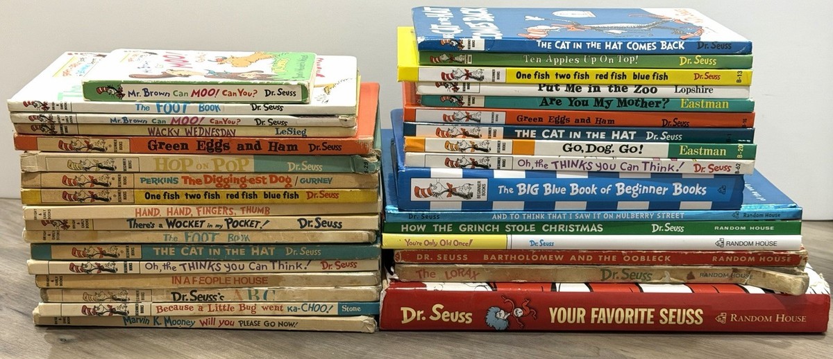 Dr. Seuss Book Lot Kids Beginner Hardcover 1960-80s Vintage Lot of