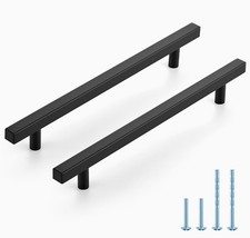 10 Pack 7-1/2 Inch Hole Centers Matte Black Square Cabinet Handles Drawer Pulls