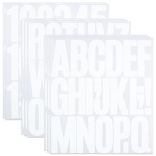 8 Sheets White Letter Number Stickers, Vinyl Sticky Alphabet Sticker