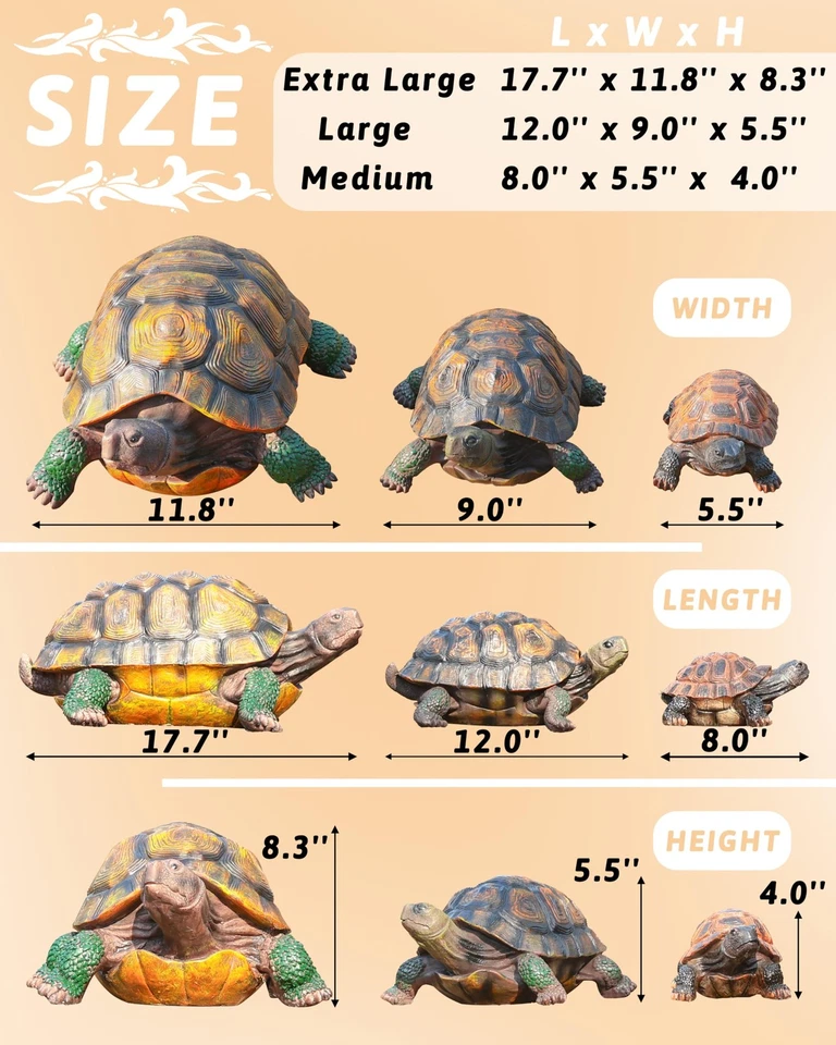 Estatua de tortuga tortuga, escultura de jardín de resina interior/exterior patio césped nombre... Foto 2 de 4