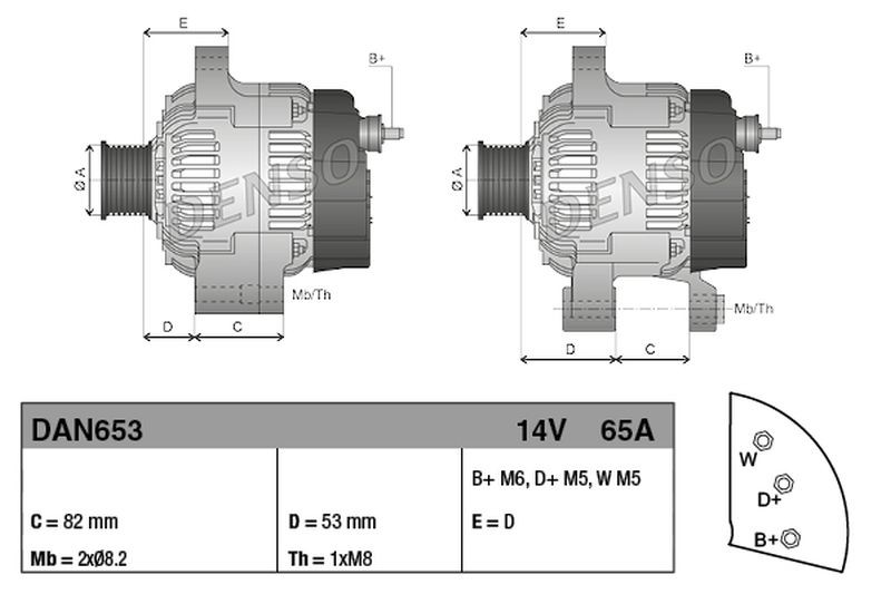 Fits DENSO DAN653 Alternator DAN653 Alternator (14V, 65A, new with a deposit) f - Image 7