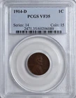 1914-D LINCOLN WHEAT CENT 1C PCGS VF 35