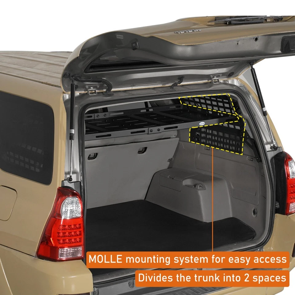 Estante de carga trasero de acero texturizado para camioneta Toyota 4Runner 2003-2009 con ventana MOLLE Foto 3 de 4