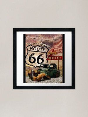 Get your Kicks on Route 66 Classic  Framed Wall Art Poster Canvas Print Picture