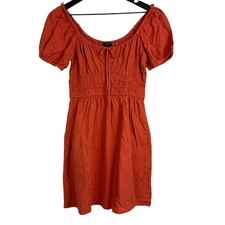Madewell Orange Dobby Sophia Tie Front Mini Dress Scoop Neck NK452 - S