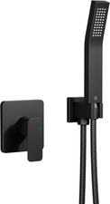 Matte Black Single-Handle Shower Faucet Set with Valve and Handheld Spray