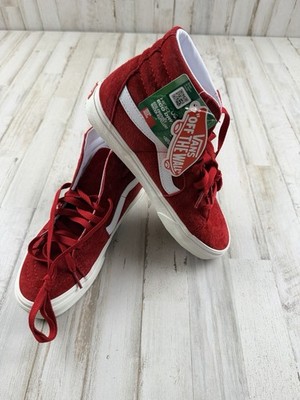 Vans Sk8-Hi Red / True White Canvas and Suede Vans Shoes Size 7.5 Women 6 Men