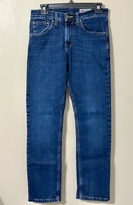 EUC Womens Denim Blue Jeans Wrangler Slim Straight 28x30 Pants