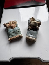 Pendelphin sleeping rabbits. Twins and Snuggles . handpainted (small chip) 