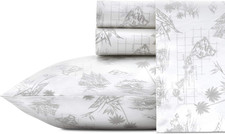 Tommy Bahama King Size Cooling Sheets Set - Vintage Map Grey