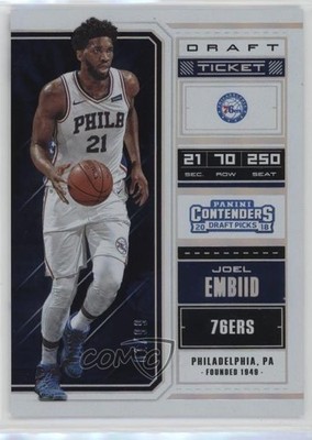 2018 Contenders Draft Picks Variation Ticket 1/99 Joel Embiid (White Jersey) 7y2