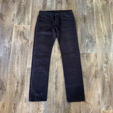 The Unbranded Brand Jeans Mens 33x33 Black Skinny Selvedge Denim Dark Wash UB155