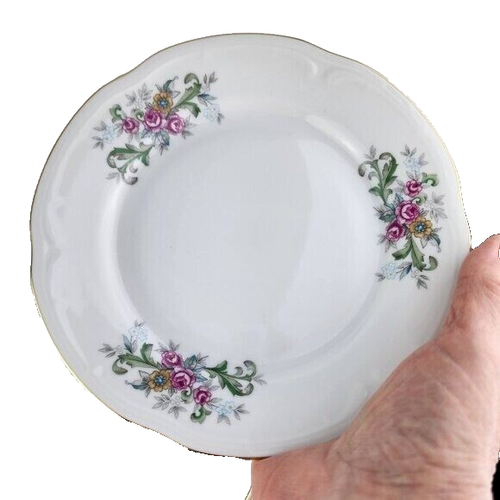 Wtoctawek Poland Porcelain Canape Plates Gold Edged Floral Set of Four NWOT - Picture 5 of 6