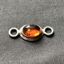 Amber Sterling silver Link, Spares, 925 Silver Baltic Amber, jewellery making 