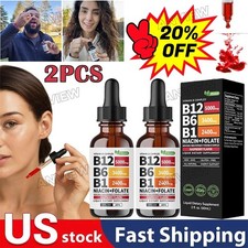2PCS Vitamin B12 and B6 Liquid Drops, B12 Sublingual Vitamin B Complex Vitamin