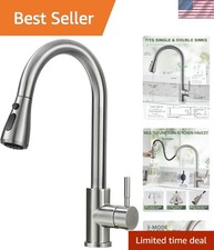 Kitchen Faucet with Pull Down Sprayer, Lead-Free Kitchen Sink Faucet Brushed ...