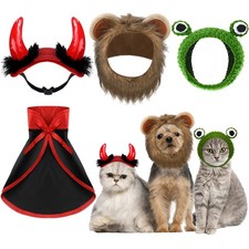 4 Pieces Halloween Pet Costume Cat Lion Mane Vampire Small, Black