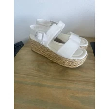 NWOT Marc Fisher LTD Women's 10 White Patryce Espadrille Wedge Platform Sandal