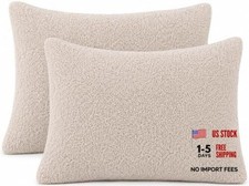 Sherpa Pillowcases Set of 2, Plush Fleece Standard 20  x26  Standard Sham Taupe